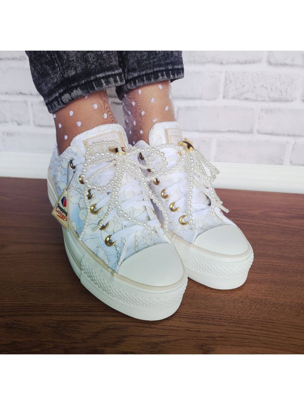 ⭐Converse Chuck Taylor Platform Pearls Lace 9 Women Shoes Party Sneaker A15197C